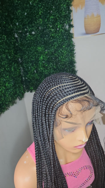 Braided Wig 34"Tribal Braids Two Layers Cornrows With Box Braids